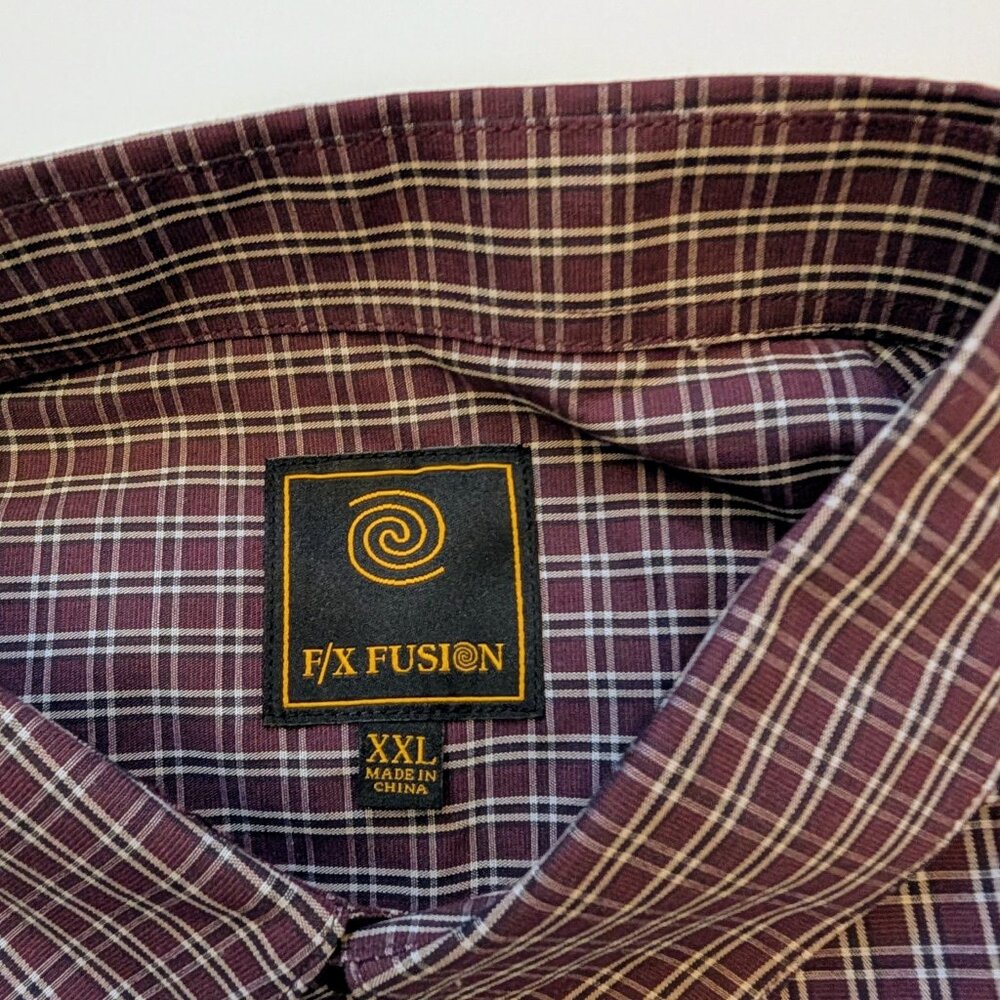 F/X Fusion Men's - Burgundy Check Shirt - XXL - Picture 2 of 2